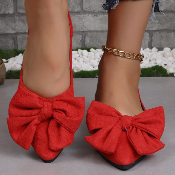 Big Bow Flat Shoes Pointed-toe Low-heeled Shoes Women Fashion Casual Breathable Slip On Flats - Image 8