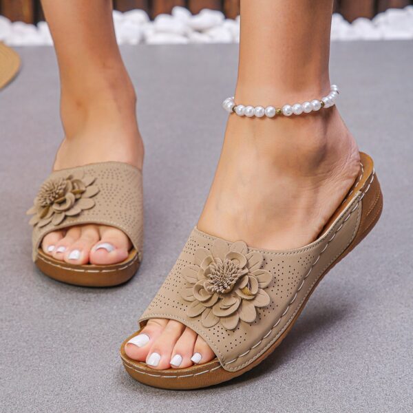 Flower Wedges Sandals Summer Fashion Retro Hollow Sandals Holiday Beach Shoes For Women - Image 7