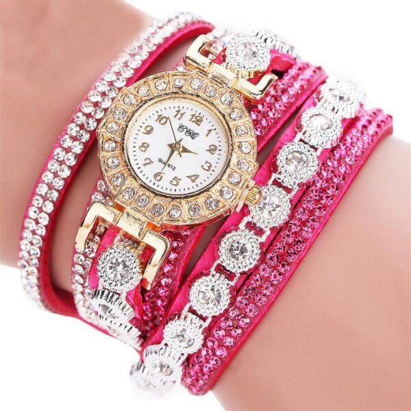 Relogio masculino Women Quartz Women PU Leather Rhinestone Watch Bracelet Watches - Image 6