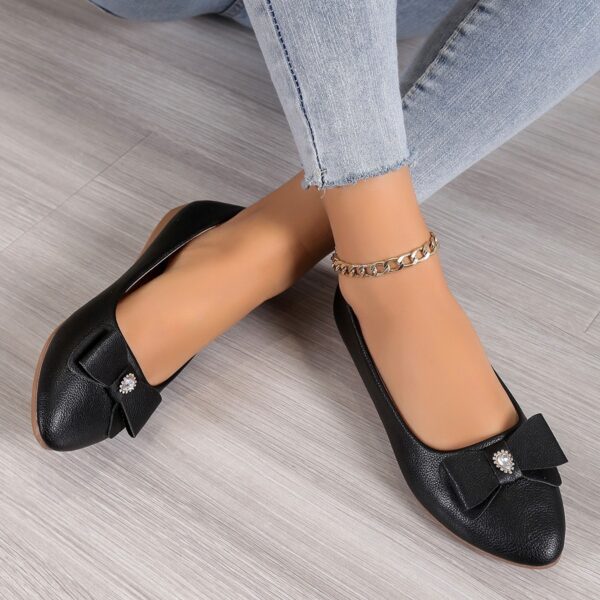 Bowknot Flats Shoes Fashion Casual Pointed Toe Loafers For Women Lazy Shoes - Image 3