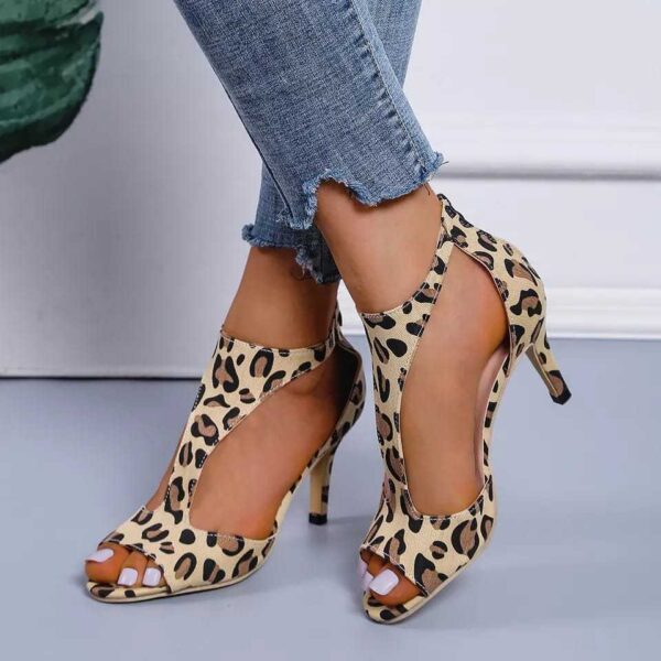 Women's Zippered High Heeled Fish Beak Sandals - Image 3