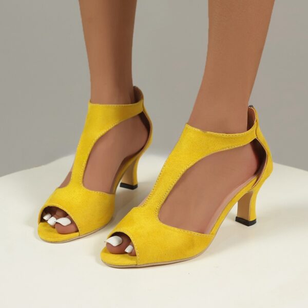 Women's Zippered High Heeled Fish Beak Sandals - Image 5
