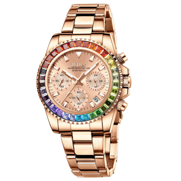 Fashion Steel Band Business Ladies Trend Colored Diamond Watch - Image 6