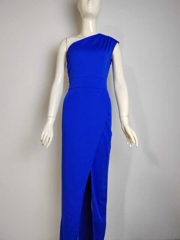 Women's One-shoulder High Waist Front Slit Temperament Dress - Image 7