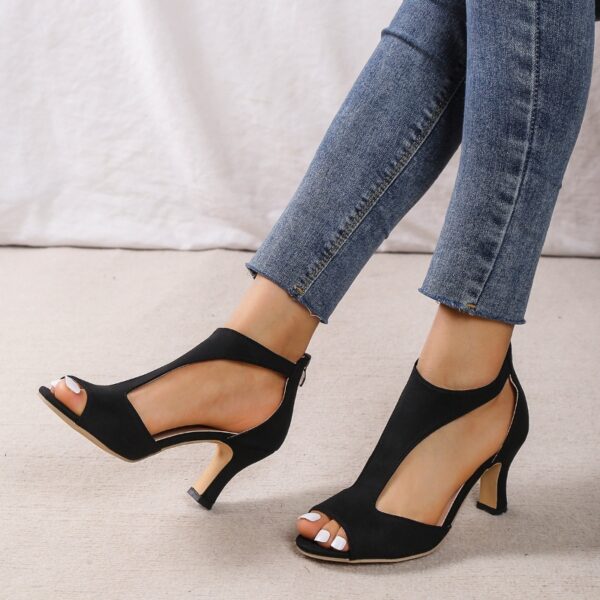 Women's Zippered High Heeled Fish Beak Sandals - Image 8