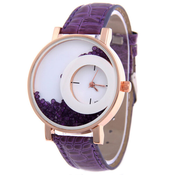 Amazon Explosion Brand, Europe And America Hot Fashion Quartz Watches 489 Full Drilling Quicksand Female Watches Female - Image 3