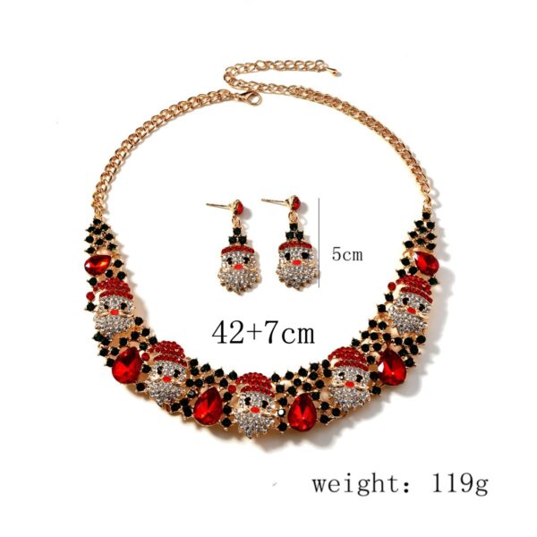 3pcs Christmas Necklace Earrings Set With Colored Rhinestones Ins Fashionable Shiny Santa Claus Necklace For Womens Jewelry - Image 2