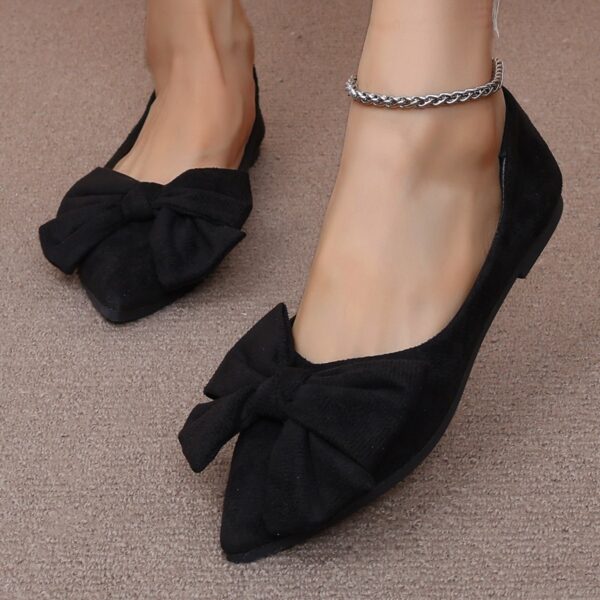 Big Bow Flat Shoes Pointed-toe Low-heeled Shoes Women Fashion Casual Breathable Slip On Flats - Image 5