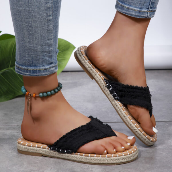 New Canvas Flip Flops Summer Thong Sandals Comfortable Fashion Flat Shoes For Women - Image 6