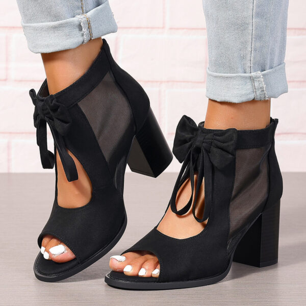 Platform Chunky High Heels Women's Sandals Bow Decoration Open Toe Block Ankle Strap Sandals For Dress Bridal Party Shoes - Image 7