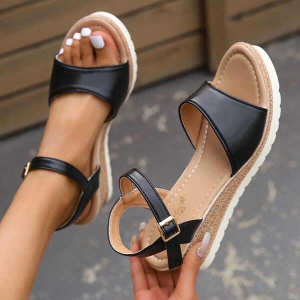 Ankle Buckle Wedges Sandals For Women Summer Platform Shoes - Image 2