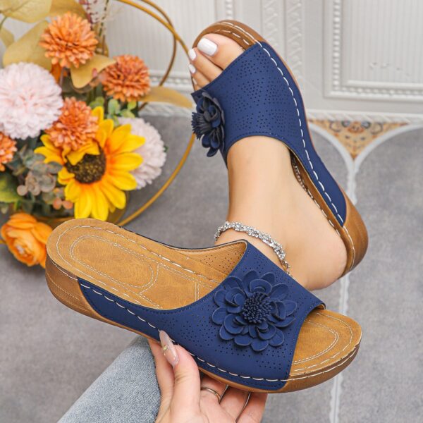 Flower Wedges Sandals Summer Fashion Retro Hollow Sandals Holiday Beach Shoes For Women - Image 8