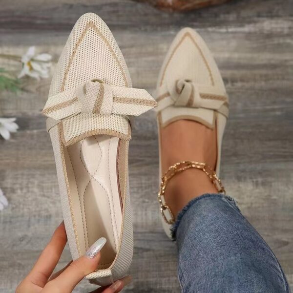 Fashion Pointed Toe Bow Flat Shoes For Women Lying Woven Slip-on Breathable Shoes Summer - Image 10