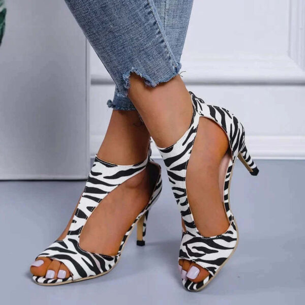 Women's Zippered High Heeled Fish Beak Sandals - Image 2