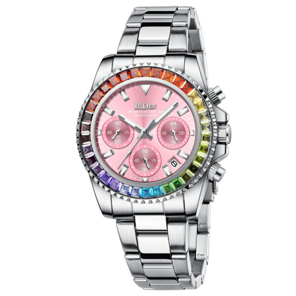 Fashion Steel Band Business Ladies Trend Colored Diamond Watch - Image 4