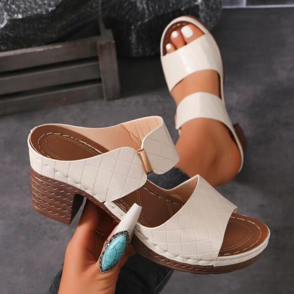 High Heel Slippers Women's Fashion Round Toe Sandals Summer - Image 4