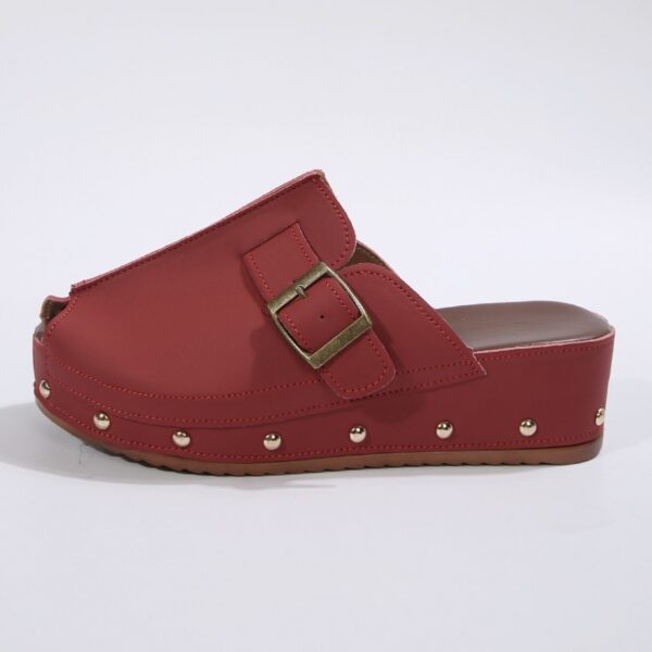 Summer Fish Mouth Wedges Sandals With Rivet Buckle Design Fashion Thick Bottom Slippers For Women Outdoor Non-slip Slides - Image 6