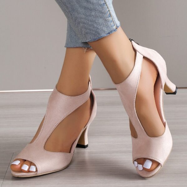 Women's Zippered High Heeled Fish Beak Sandals - Image 6