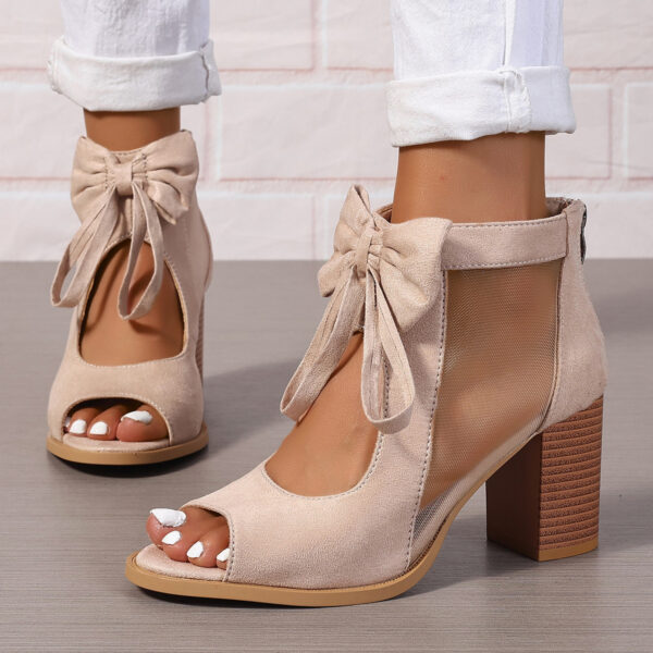 Platform Chunky High Heels Women's Sandals Bow Decoration Open Toe Block Ankle Strap Sandals For Dress Bridal Party Shoes - Image 8