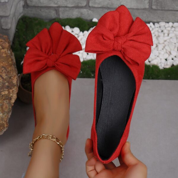 Big Bow Flat Shoes Pointed-toe Low-heeled Shoes Women Fashion Casual Breathable Slip On Flats - Image 4