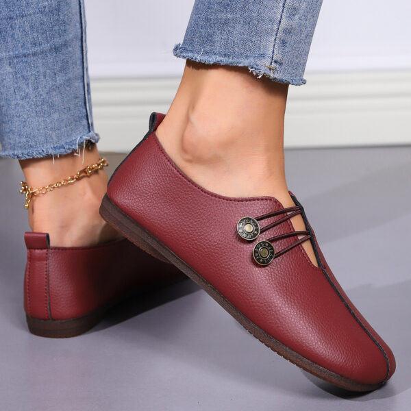 Casual Square Toe Flats Shoes Fashion Slip-on Button Loafers Women Shoes - Image 3